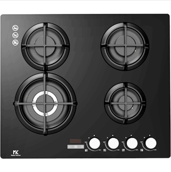 Master Kitchen Gas Cooktop Black Glass with Timer - 60cm