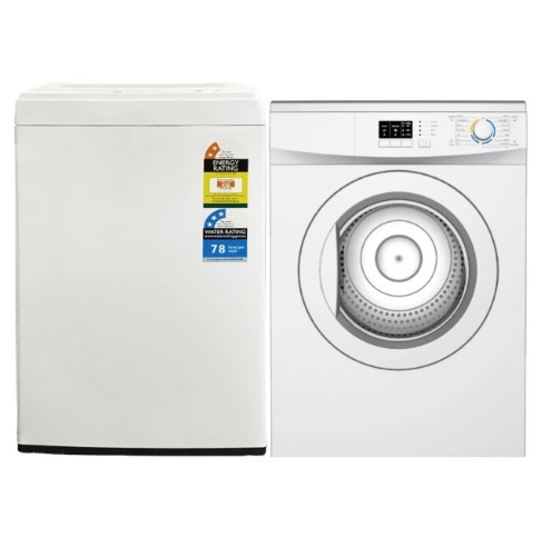 Midea Washing Machine Top Load 5.5kg & Air Vented Dryer 7kg Combo