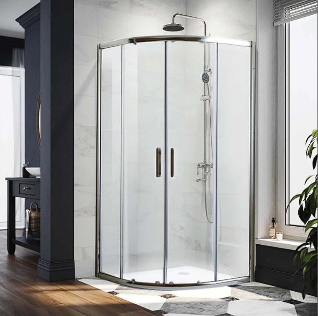 Core 900mm Chrome Shower with Corner Waste - Curved