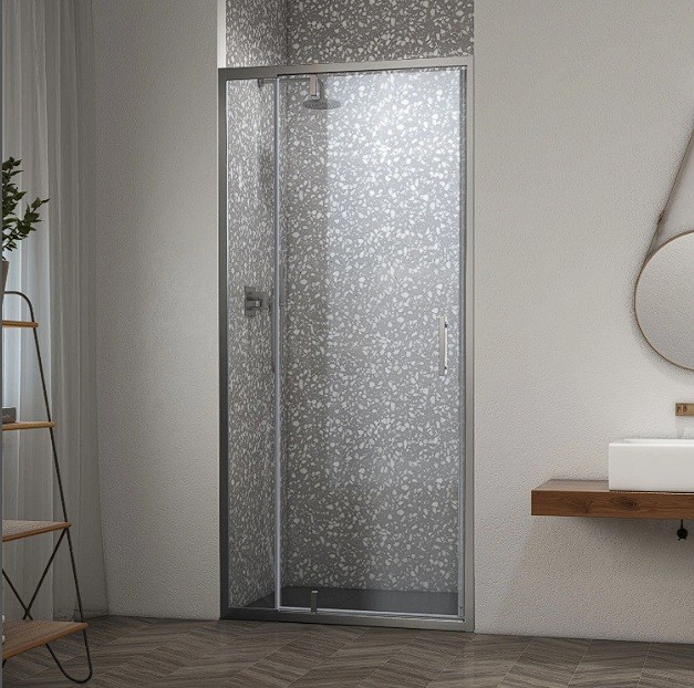 Framed 780 - 880mm Adjustable Brushed Gunmetal Shower Door Kit Only - 3 Sided