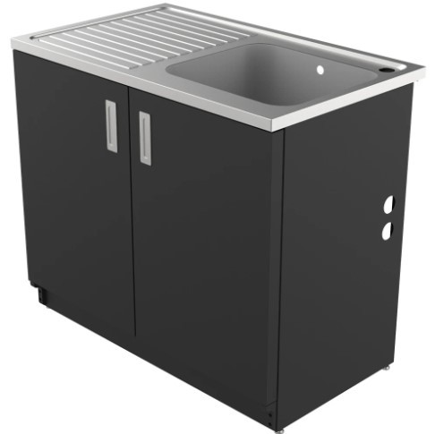 Vogue Alpine Laundry Cabinet with 3 Removable Baskets Black - 1000mm