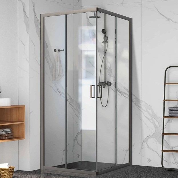 900mm Gunmetal Shower Door Kit Only - Square