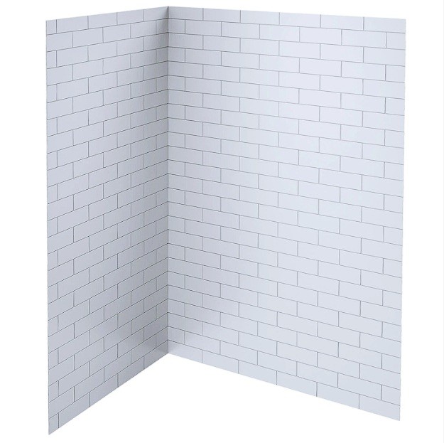 Subway Tile Look Shower Liner White with Grey Lines - 1200mm
