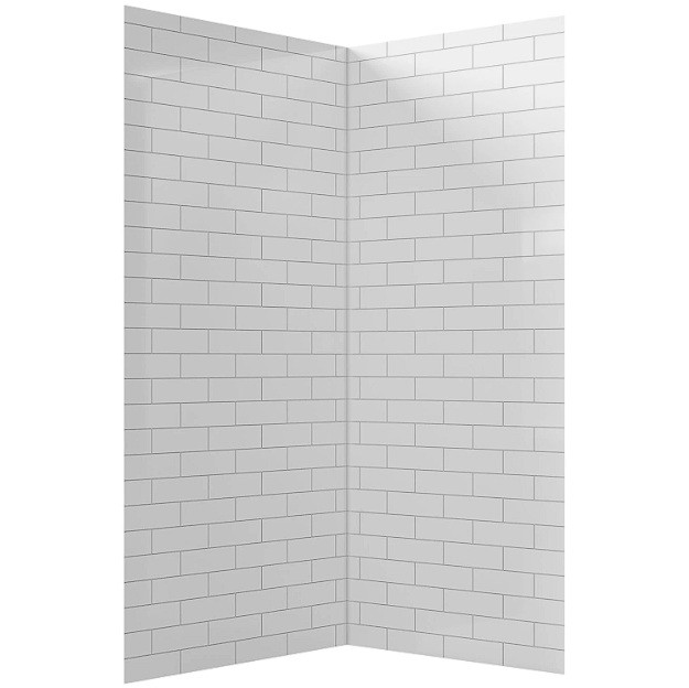 Subway Tile Look Shower Liner White with Grey Lines - 1000mm