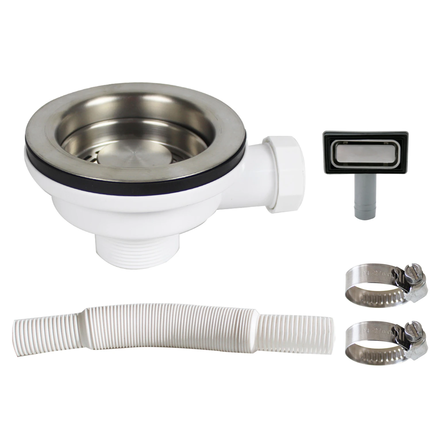 Kitchen Sink Waste with Overflow - Brushed Nickel
