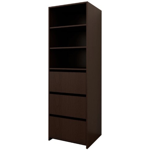 Wardrobe Floorstanding Tower with Shelves and Drawers - Dark Woodgrain - W 630mm x H 2000mm