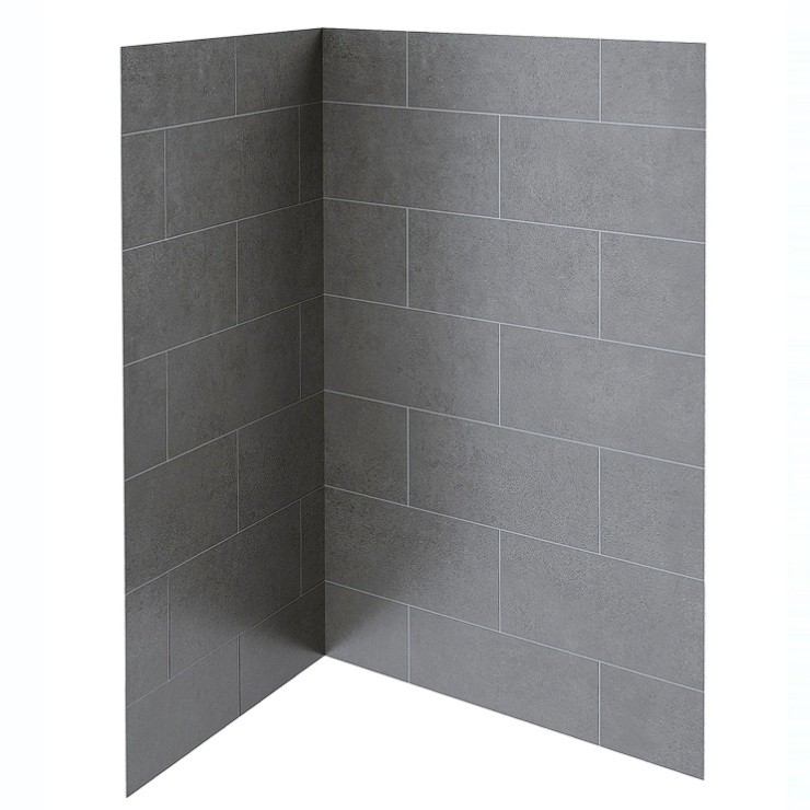 Concrete Tile Look Shower Liner Grey with Grey Lines - 1200mm