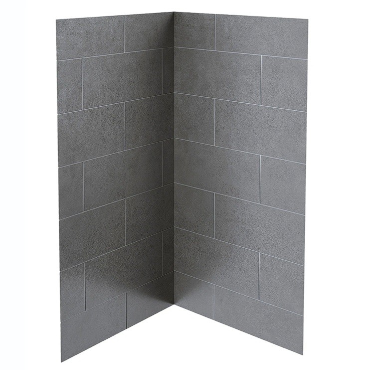 Concrete Tile Look Shower Liner Grey with Grey Lines - 900mm
