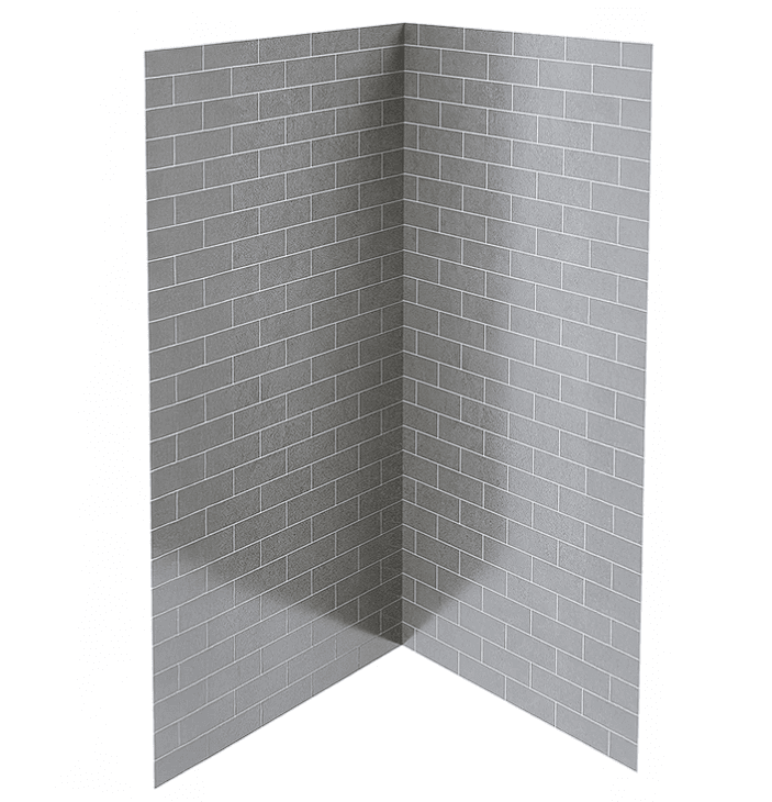 Subway Concrete Tile Look Shower Liner Grey with Grey Lines - 900mm