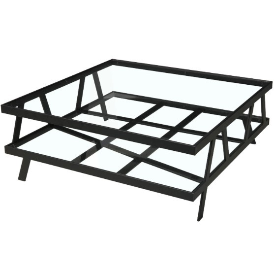 Rhodes Square Glass Coffee Table - Matte Black