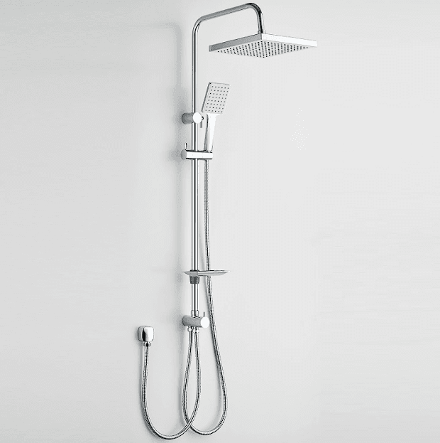 Rain Slide Shower Set Square Head - Chrome