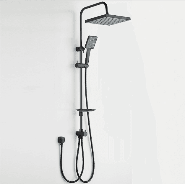 Rain Slide Shower Set Square Head - Matte Black