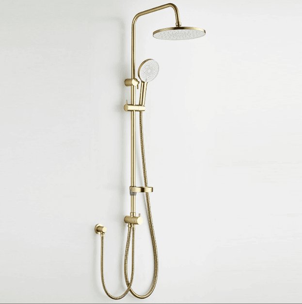 Rain Slide Shower Set Round - Brushed Brass