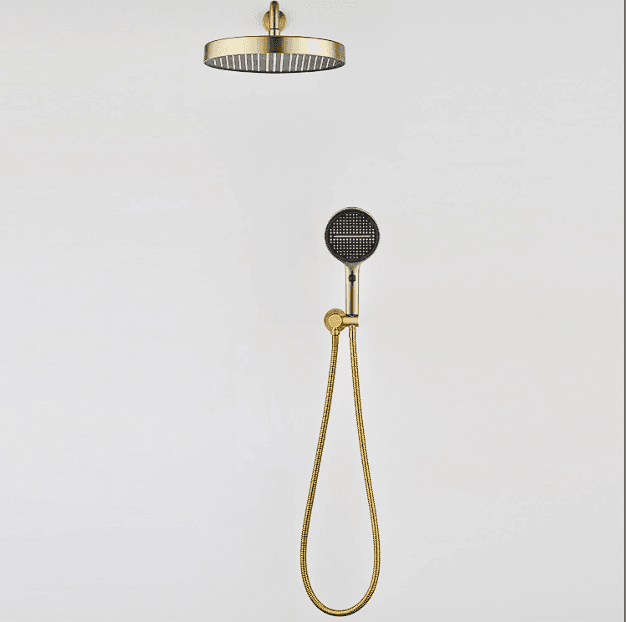 Concealed Rain Shower Set Round - Brushed Brass