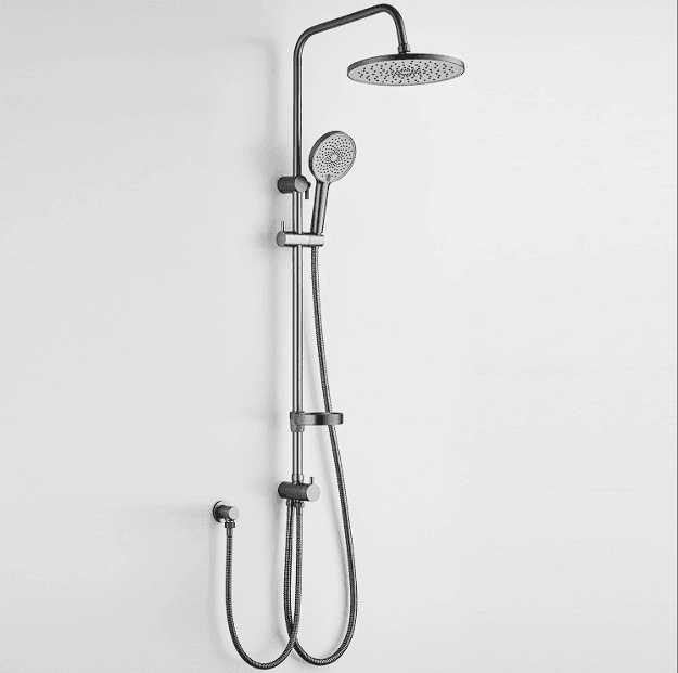 Rain Slide Shower Set Round - Brushed Gunmetal