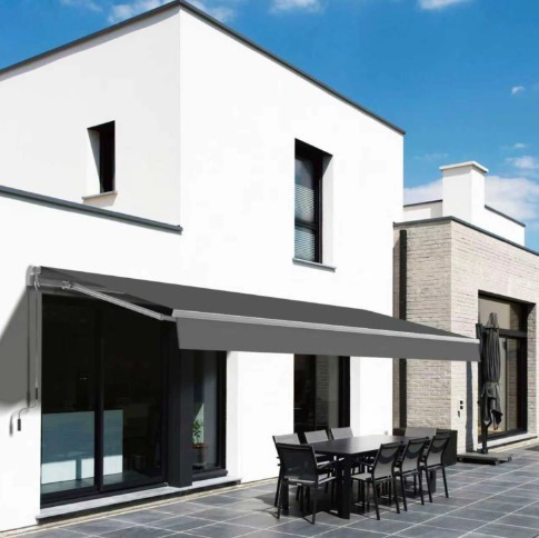 Retractable Manual Awning Dark Grey - 3 x 2m