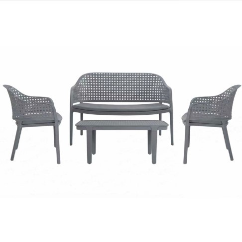 Hobson 4-Piece Outdoor Lounge Set with Cushions - Dark Grey