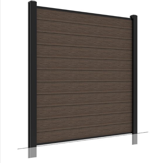 WPC Fence Panel 1.8 x 1.8m with Aluminium Ground Post - Black Coffee