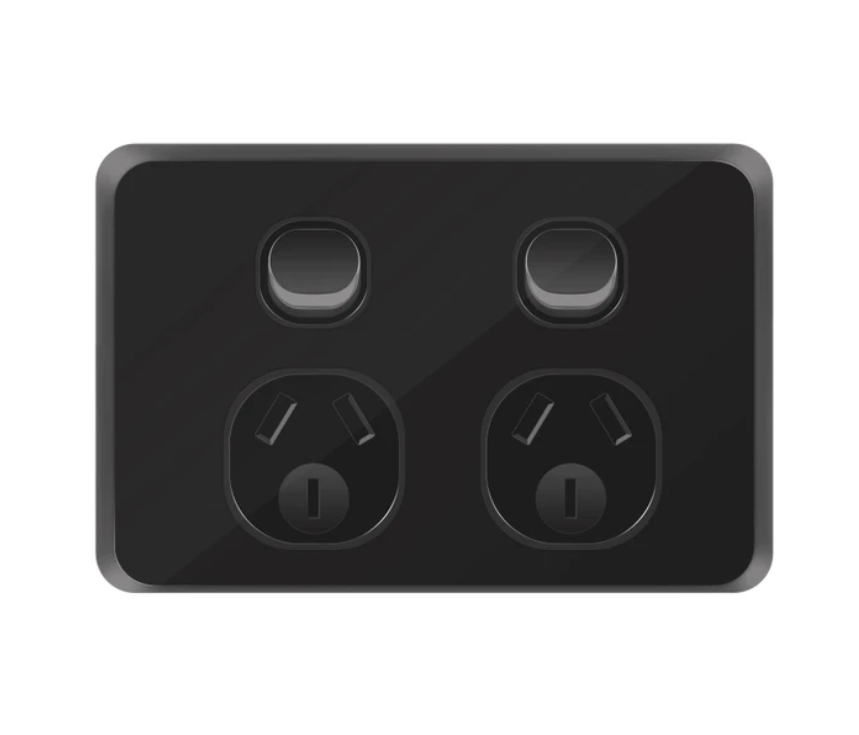 Edge Double Power Point Black 10A - Horizontal