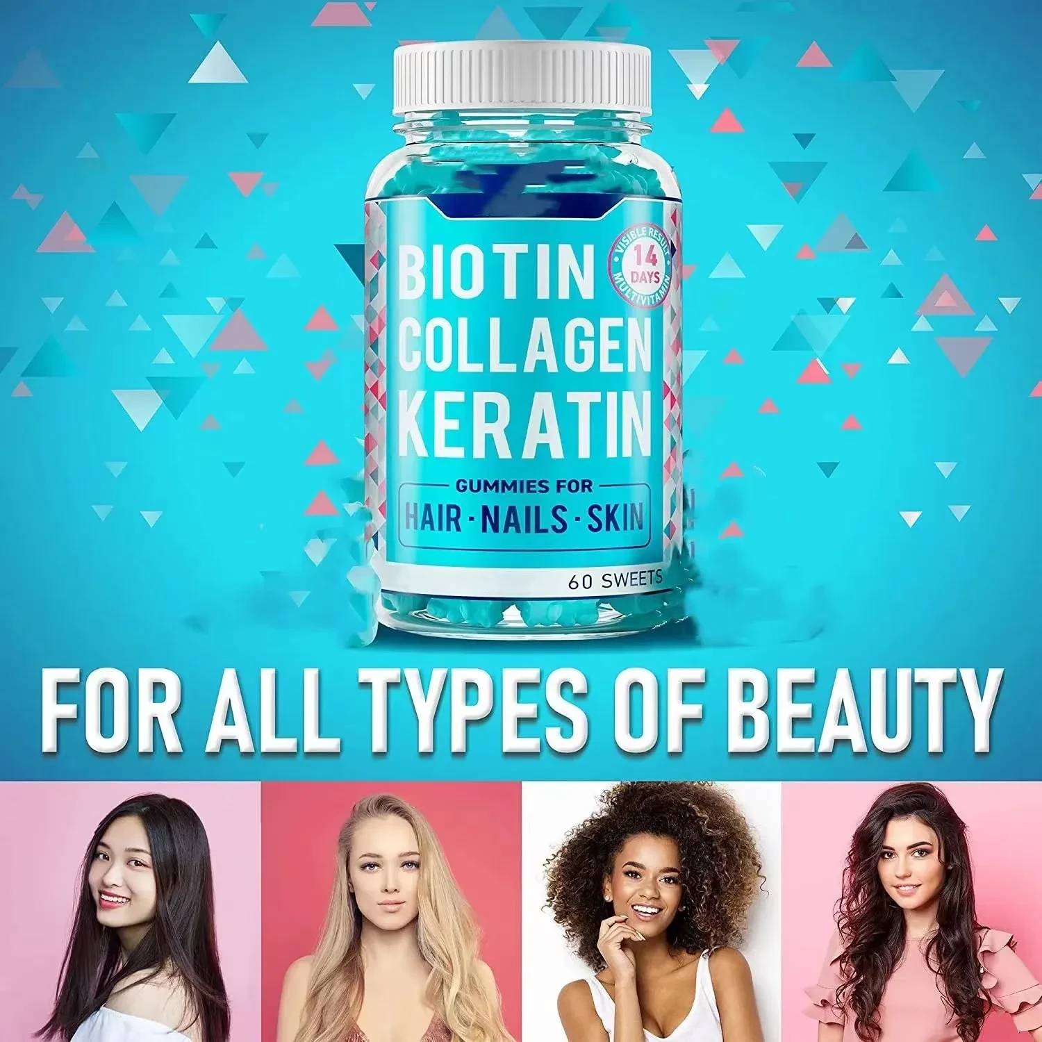 Biotin Collagen Keratin Gummies 60 Sweets