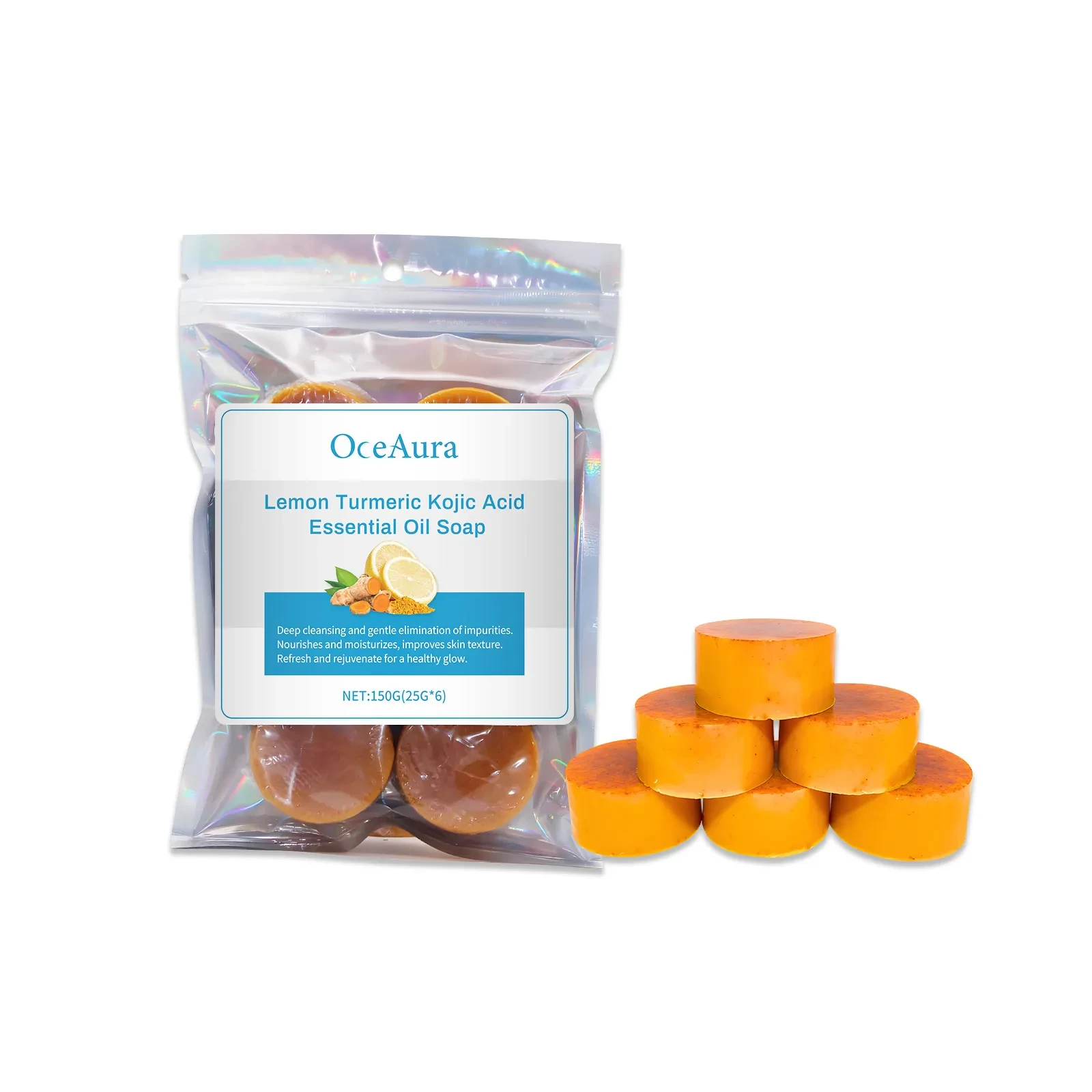 OceAura Lemon Turmeric Kojic Acid Essential Oil Soap