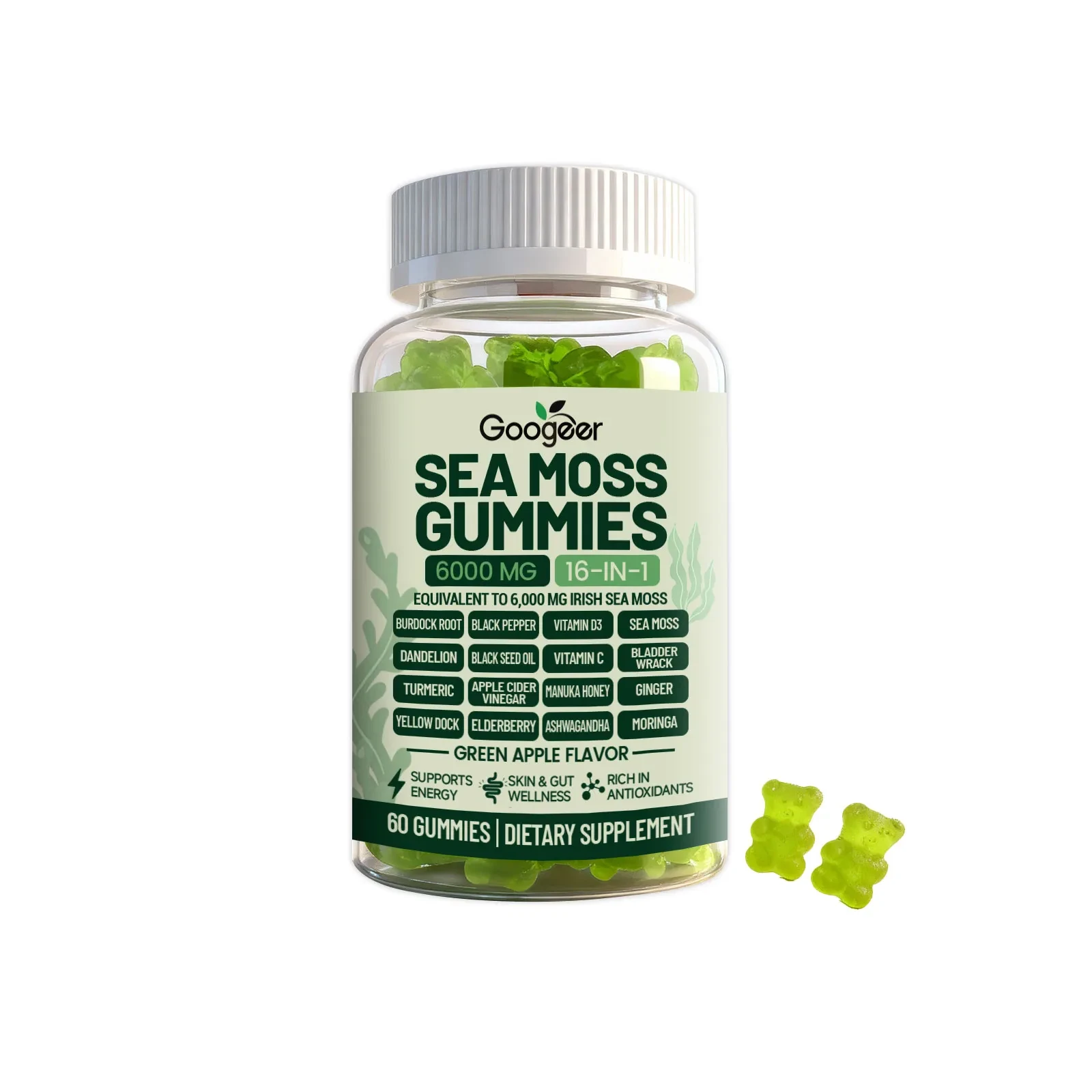 Googeer Sea Moss Gummies 6000 MG 16-in-1