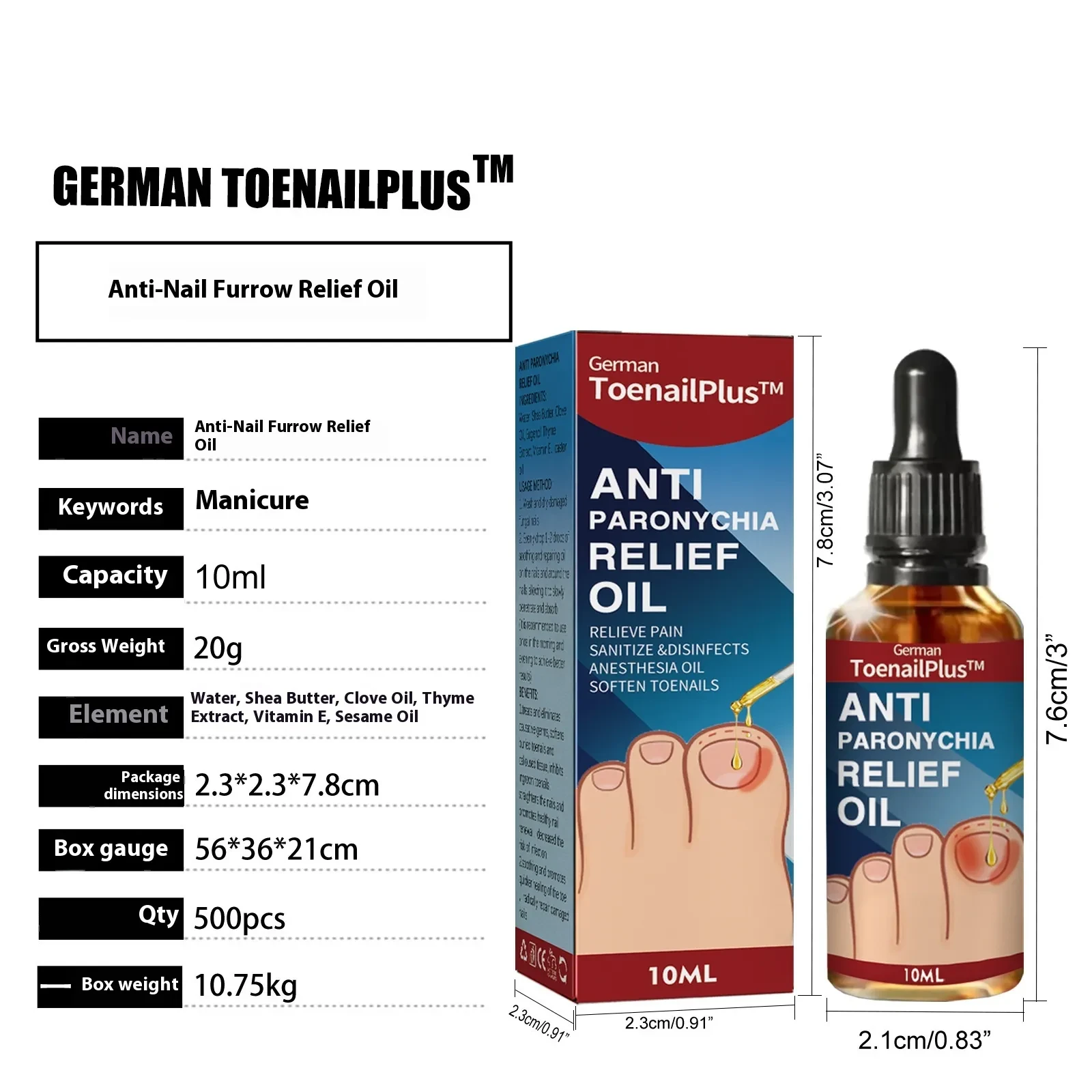 German ToenailPlus Anti Paronychia Relief Oil