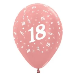 Balloons Age 18 Rose Gold Metallic  - Pack of 6