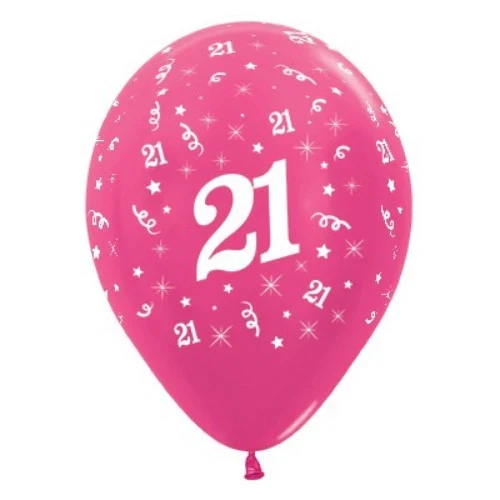 Balloons Age 21 Fuchsia Metallic - Pack of 6