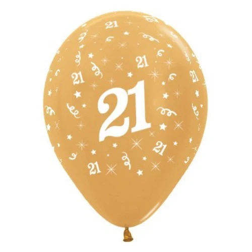 Balloons Age 21 Gold Metallic - Pack of 6