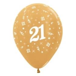 Balloons Age 21 Gold Metallic  - Pack of 6