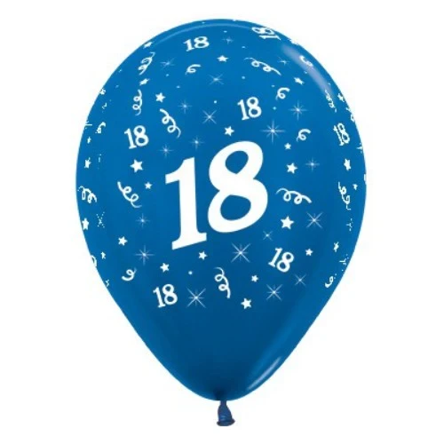Balloons Age 18 Blue Metallic - Pack of 6