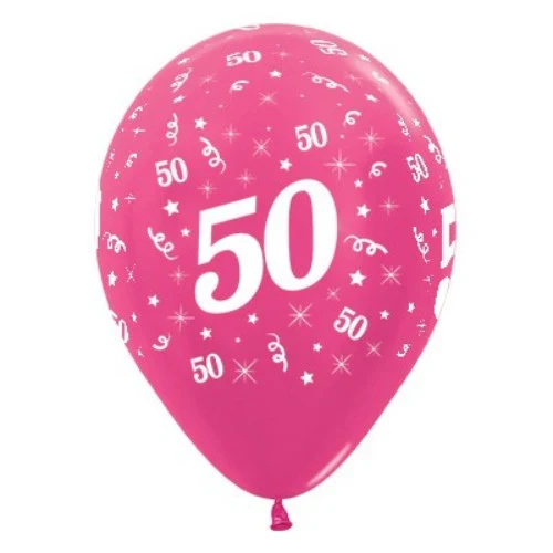 Balloons Age 50 Fuchsia Metallic - Pack of 6