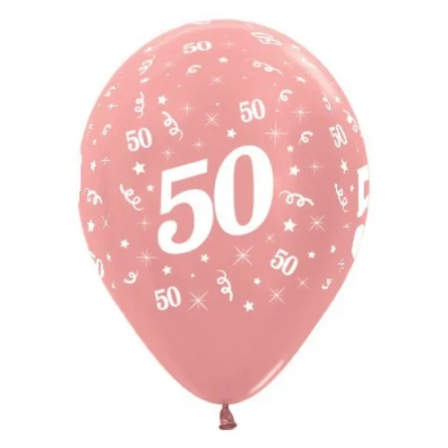 Balloons Age 50 Rose Gold Metallic - Pack of 6