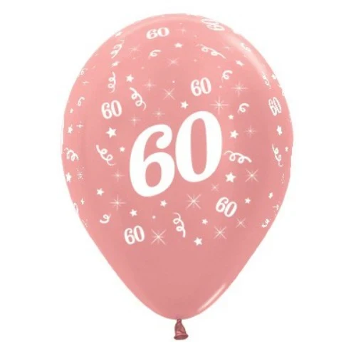 Balloons Age 60 Rose Gold Metallic - Pack of 6