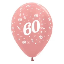 Balloons Age 60 Rose Gold Metallic  - Pack of 6