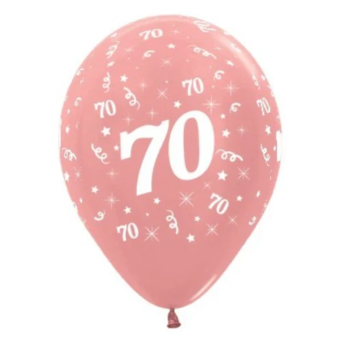 Balloons Age 70 Rose Gold Metallic - Pack of 6