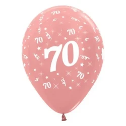 Balloons Age 70 Rose Gold Metallic  - Pack of 6
