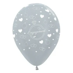 30cm Engagemrnt Silver Metallic 6PK Latex Balloons - Pack of 6