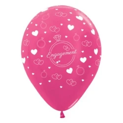 30cm Engagement Fuchsia Metallic 6PK Latex Balloons - Pack of 6
