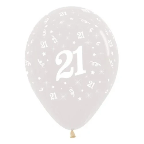 Balloons Age 21 Jewel Crystal Clear - Pack of 6