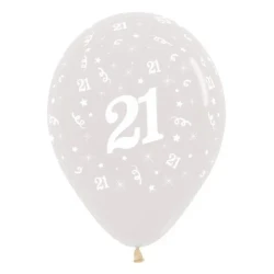 Balloons Age 21 Jewel Crystal Clear  - Pack of 6