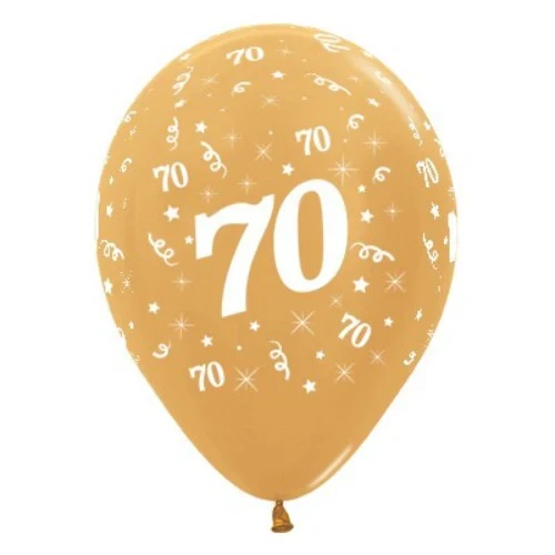 Balloons Age 70 Gold Metallic - Pack of 6