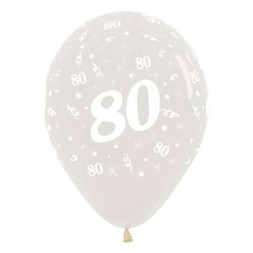 Balloons Age 80 Jewel Crystal Clear - Pack of 6