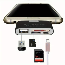 Multifunctional Smart 4-in-1 USB 3.1 Type C Adapter and OTG Card Reader
