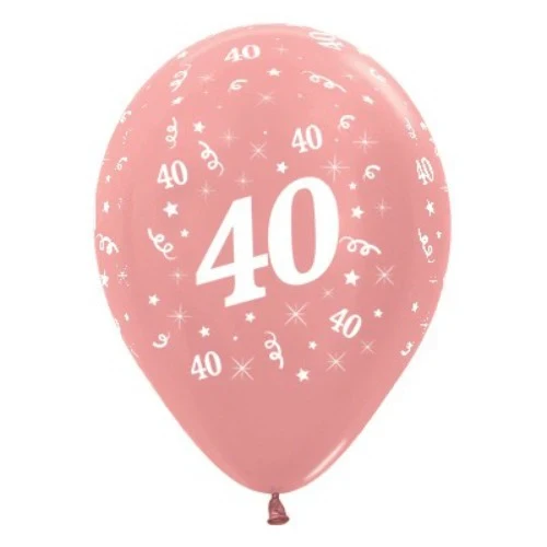 Balloons Age 40 Rose Gold Metallic Pearl - Pack of 25