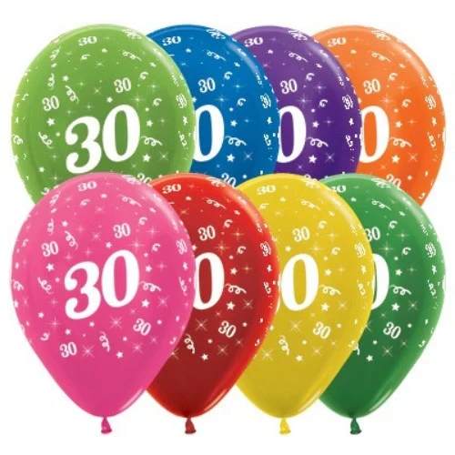 Balloons Age 30 Metallic Assortment - Pack of 25