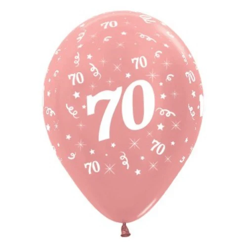Balloons Age 70 Rose Gold Metallic Pearl - Pack of 25