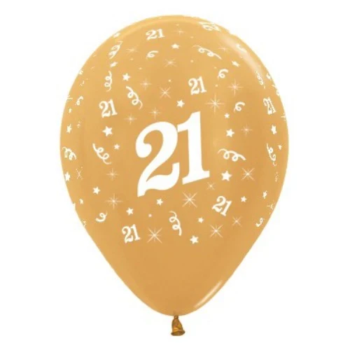 Balloons Age 21 Gold Metallic Pearl - Pack of 25