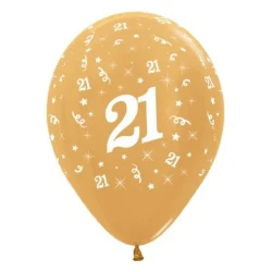 Balloons Age 21 Gold Metallic Pearl  - Pack of 25